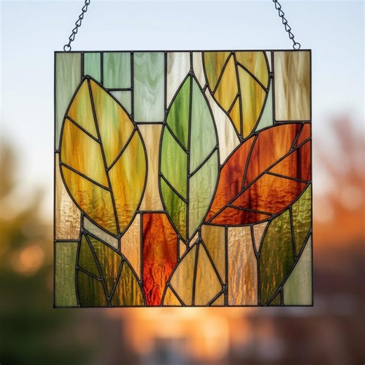 Leaf Stained Glass Pattern, 0.5mm Precision Line SVG PDF, Cricut Ready - Etsy