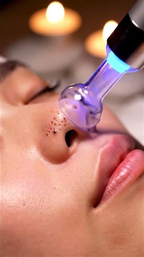 Satisfying ASMR Deep Cleanse: Blackhead Removal on Nose Wings (Blue Light Pore Vacuum) #shorts