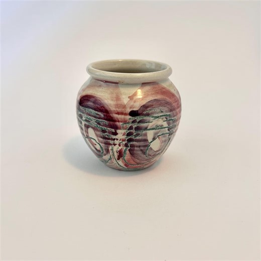 Vintage British Studio Pottery Vase/pot – Ribbed Glazed Ceramic Pot – Blue Purple Pink Turquoise Swirl Glaze – Handmade Art Pottery - Etsy