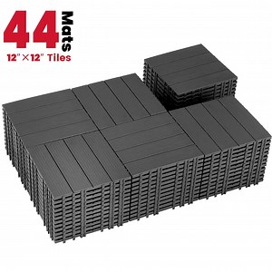 ARVAKOR 44 Pack Plastic Interlocking Deck Tiles, 12"x12" Waterproof Outdoor Flooring All Weather Use, Patio Floor Decking Tiles for Porch Poolside Backyard Concrete, Dark Grey - Walmart.com
