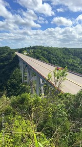 The Bacunayagua Bridge is a landmark of the Island of Freedom, connecting two parts of the Via Blanca highway. View from the Bacunayagua observation deck on the main Havana-Varadero road. Cuba