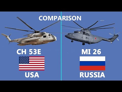 Comparison of Russian Mi 26 vs Sikorsky CH 53E World's two largest Helicopter.