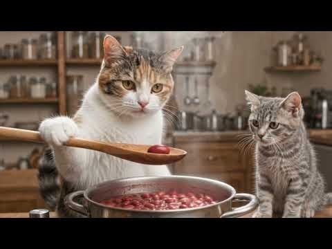 あんこがはみ出した！三毛猫シェフと子猫のたい焼き大作戦｜猫の料理ASMR
