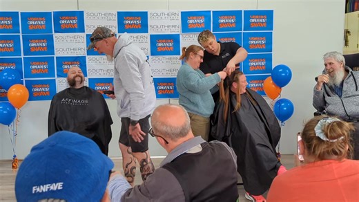 The very brave Tom and Jodie were the next to line up. Jodie is donating her hair and she looks amazing. Tom looks amazing, ten years younger and unrecognisable!!! 😂 Donate to the Worlds Greatest Shave: https://www.worldsgreatestshave.com/s/23153/24359 | Kyeema Support Services, Portland.