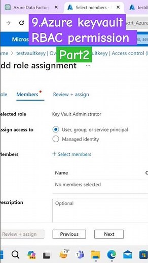9.Key vault RBAC permission #azure #azuredataengineer #azuredatafactory #azureintelugu #shorts