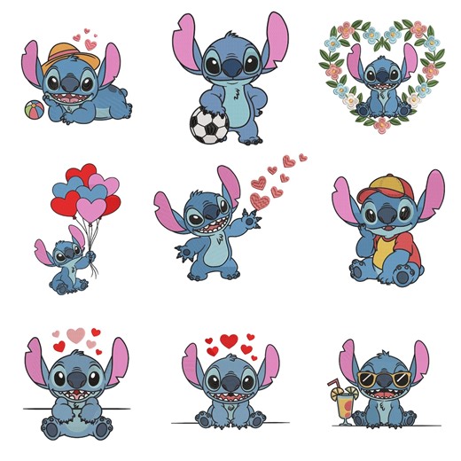 Stitch Embroidery Design Bundle, Cartoon Alien Patterns (digital Download) - Etsy