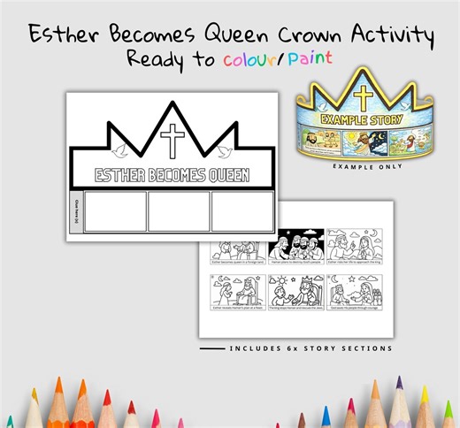 Queen Esther Bible Crown Printable | Courage and Faith Craft | Christian Printable | Bible Coloring Craft - Etsy