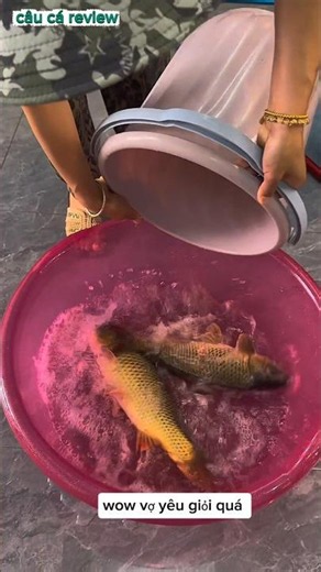 Thoughtful husband knows his wife got skunked fishing, buys fish to put in her bucket so she does...
