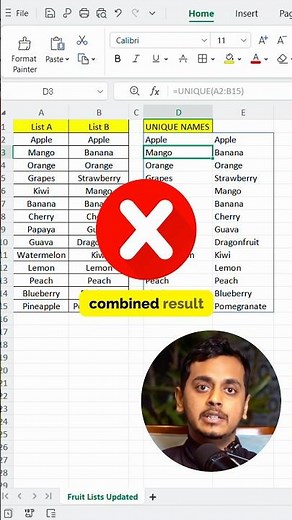 How to Find Unique Names in Excel⚡️#excel #office #spreadsheet