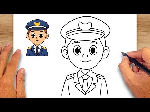 How to draw Police Officer - Easy Drawing for Kids & Beginners