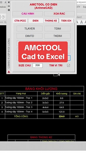Xuất bảng dữ liệu từ AutoCAD sang Excel nhanh bằng bộ tool cơ điện