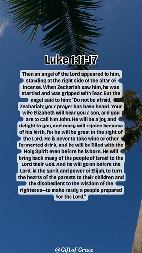Luke 1:11-17 The Birth of John the Baptist Foretold | Gift of Grace