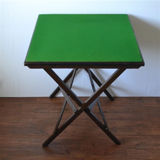 Vintage Green Baize Folding Wooden Card Games Table - Etsy UK