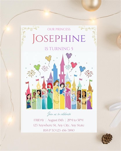 Royal Princess Birthday Invitation Template, Elegant Princess Party Invite for Girls, Editable Birthday Invite, Canva Template - Etsy