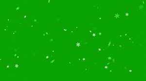 Snowfall overlay on green background. Winter slowly falling snow effect. 4K animation.