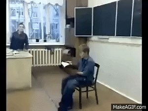 Kid Gets Hit by Backpacks OWNED on Make a GIF