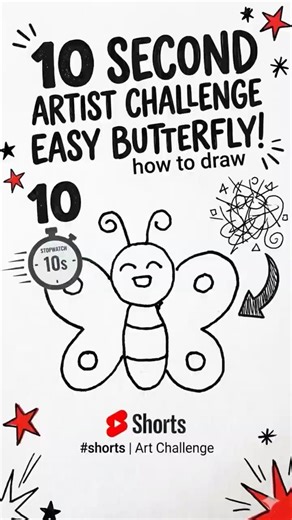 10 Seconds to draw a butterfly?! 🦋⏱️ #artchallenge #shorts