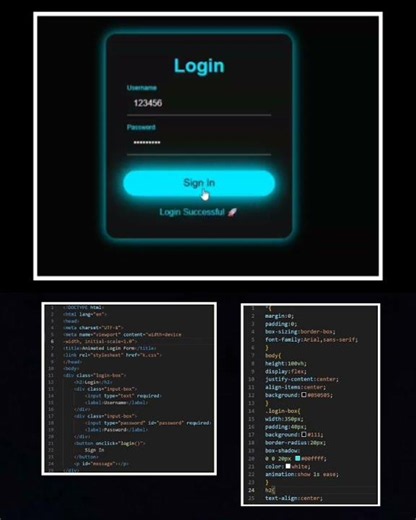 Modern animated Login page #coding #javascript #css #frontenddeveloper #developer
