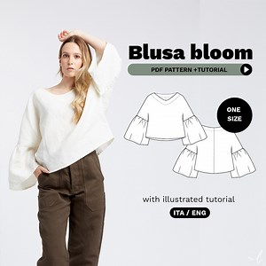 Bloom Blouse Sewing Pattern | Easy Blouse Pattern PDF for Beginners | Video Tutorial + Illustrated Guide | One Size | Instant Download A0 A4 - Etsy Australia