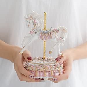 LOVE FOR YOU Gift Wrapped Music Box Carousel Horse European Style Musical Decoration for Girls and Women Kids Sister Daughter Mom Grandma Birthday Presents Christmas Twinkle Twinkle Little Star