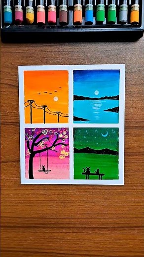 😱 Easy Scenery Painting | Brush Pen #artshorts #easytutorial #acrylicpainting #brushpen #satisfying