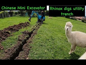 Chinese Mini Excavator Digs Utility Pipeline Using Rhinox Bucket