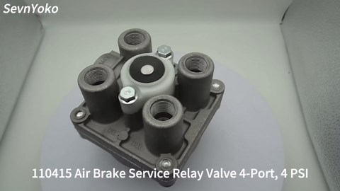 110415 Air Brake Service Relay Valve 4-Port, 4 PSI | Nipple Mount (3/4" Res Port) | For Truck & Tandem Axle Trailer Brakes | Replaces Sealco 110415X, Meritor RSL110415