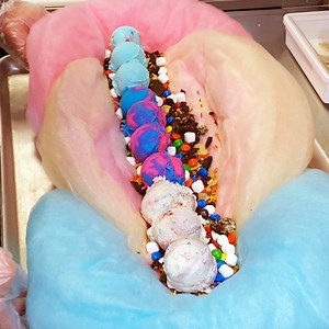 629K views · 1.1K reactions | Creamberry in Las Vegas makes a colorful birthday cotton candy burrito. | Insider Food | Facebook