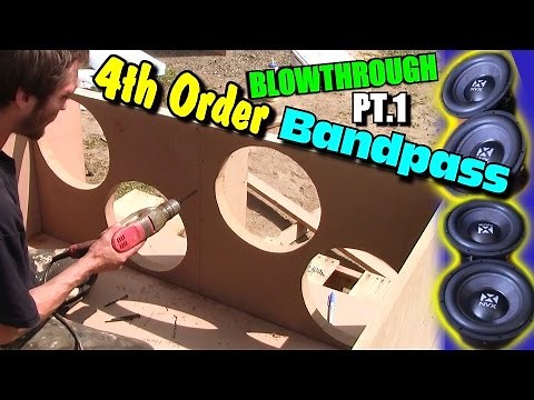Building 4th Order Bandpass w/ 12" NVX SUBS! How To Make BlowThru Subwoofer Box | 4 Sealed 12 Ported