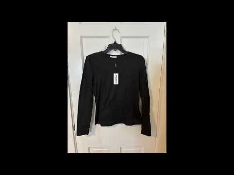 Zeagoo crewneck slim fit stretchy long sleeve top women