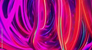 A continuous flow of vibrant neon colors, twisting and turning like liquid light, with abstract shapes morphing and blending seamlessly into one another