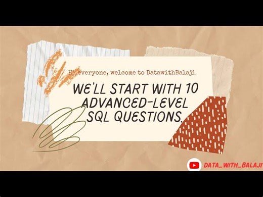 Top 10 Advanced SQL Interview Questions | Crack SQL Interviews | Balaji Prasad V N