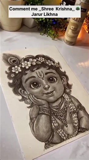 Krishna Ji ki sabse pyaari Drawing! 🚩😱 #krishna #art #viral #shorts