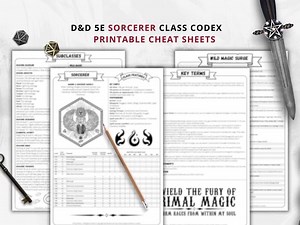 D&D 5e Sorcerer Class Cheat Sheet: Character Creation Guide (PDF Download) - Etsy