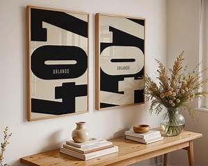 Orlando Florida 407 Area Code Poster Set – Black & Beige Typography (digital Download) - Etsy