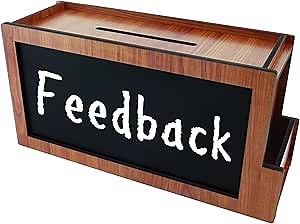 SHUMEI Wooden Suggestion Box with Chalkboard – Feedback, Donation, & Voting Box with Top Slot & Side Holder for Cards and Pens – Ideal for Office, Classroom, or Events