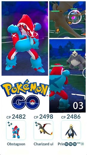 Shiny ✨ Obstagoon 🔥 Shiny Charizard 🔥 Shiny ✨ Empoleon ⚓ || ‪@pokemongo‬ #shorts #battle#pvpteam