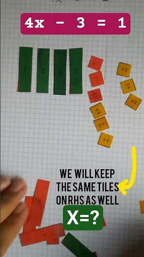 Easy way to solve linear equations using Algebra tiles #shorts #algebratiles #equation #youtubeshort