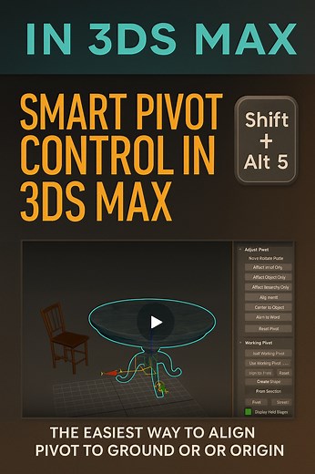 نصيحة لو متعرفش: بدل ما تغيّر مكان الـ Pivot يدوي كل مرة، ببساطة استخدم الاختصار Shift Alt 5 علشان تنقله بسرعة بين مكانه الأصلي، أو الأرض، أو نقطة الـ Zero. 🎬 هيفيدك في إيه؟ ✅ لما تكون بتظبط موديل وعايز تحركه بدقّة من مركزه أو من القاعدة. ✅ في شغل المودلينج المعماري لما محتاج كل العناصر تبقى مظبوطة على الأرض. ✅ مفيد كمان وقت التحريك أو الأنيميشن، علشان تظبط محور الدوران بسرعة. خطوة بسيطة، بس بتوفر وقت وتخلّي شغلك أنظف وأدق. #ha3dstudio_reels #ha3dstudio #3dsmax_tips #pivot_control #modeling_spe
