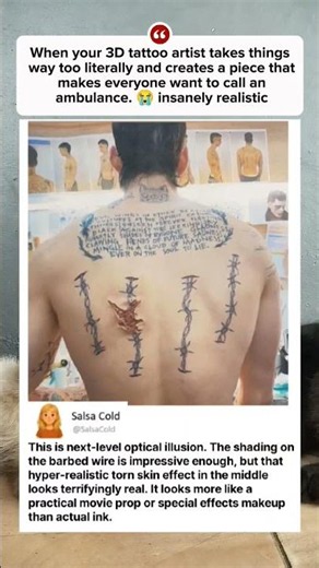 The most realistic 3D tattoo ever 🤯🩸