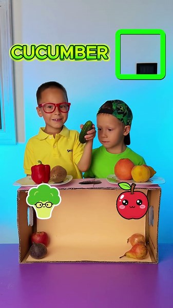 🥕🧩 Fruit & Veggie Mystery Box Game! #shorts