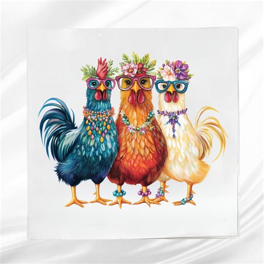 3 Chickens Quilt Block ~ Square Fabric Quilt Panel for Sewing Projects - Etsy