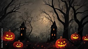 Scary Halloween background with dark and eerie atmosphere. Stock Video