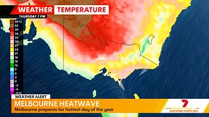 Melbourne residents are prepared for more extreme weather, with today set to be the hottest day of the year. Melbourne is expecting a 38 degree day, with country areas reaching the 40s. ☀️ Sunrise is streaming now on 7plus ☀️ | Sunrise