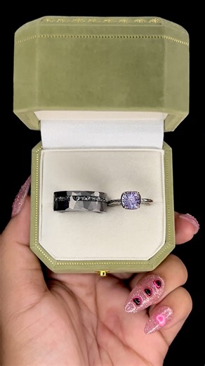 ZP TwinFlame Gems ~ on Instagram: "CLEARANCE SALE🧞🌷 HIS & HERS RING SET: WAS $1100, NOW $800 TTD ‼️ Men’s: Meteorite Inlay Tungsten Carbide Women’s: Purple Cubic Zirconia Firework Cut Sterling Silver Dm to order or WhatsApp message (868)726-7499✅"