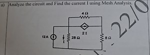 Analyze the circuit and Find the current I using Mesh Analysis.... | Filo