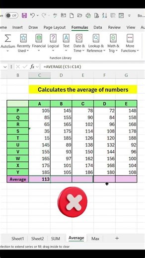 Excel Average Function | Automatically Insert AVERAGE in Seconds! #excel #excelshorts #learnexcel
