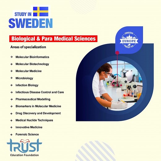- Biological & Para Medical Sciences A wide range of specialized fields related to the study of living things and the science of "life" are included in the field of biological sciences. Areas of specialization in Biological Sciences - Molecular Bioinformatics - Molecular Biotechnology - Molecular Medicine - Microbiology - Infection Biology - Infectious Disease Control and Care - Pharmaceutical Modelling - Biomarkers in Molecular Medicine - Drug Discovery and Development - Medical Nuclide Techniq