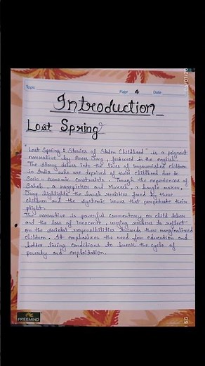 Class 12 English project work topic: The Lost spring,summary, introduction,about the author#project