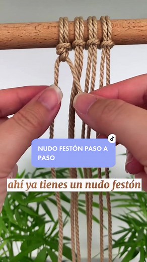 Aprende a hacer el nudo festón en macramé paso a paso